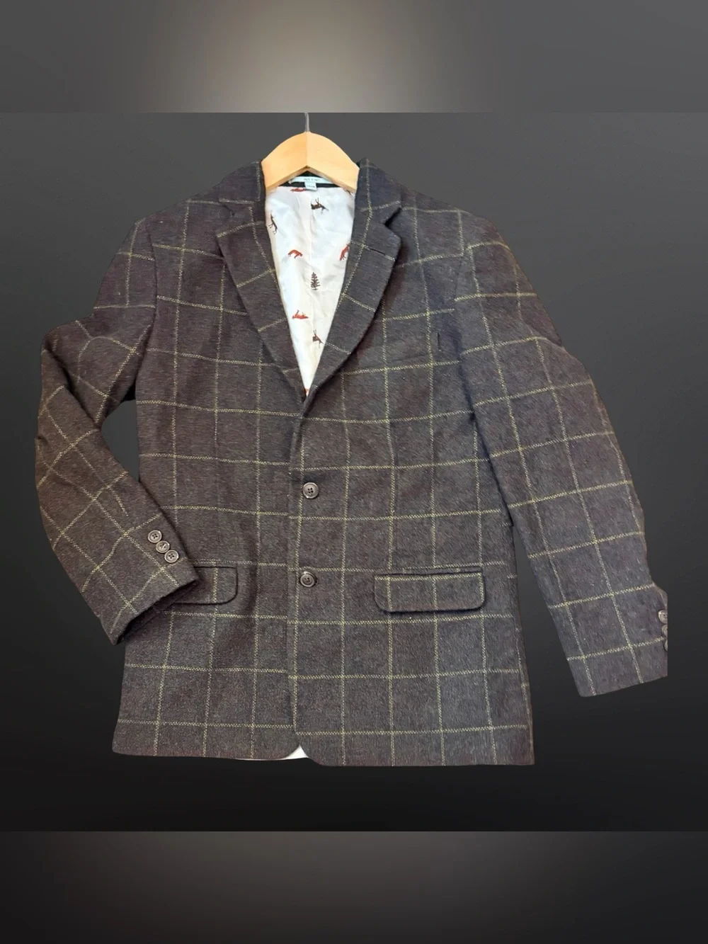 Class Club Gold Label Boys Wool Blend Blazer 14/16 | Windowpane Plaid